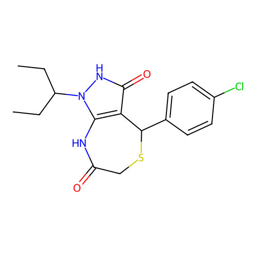 4-(4-chlorophenyl)-1-pentan-3-yl-4,8-dihydro-2H-pyrazolo[3,4-e][1,4]thiazepine-3,7-dione structure