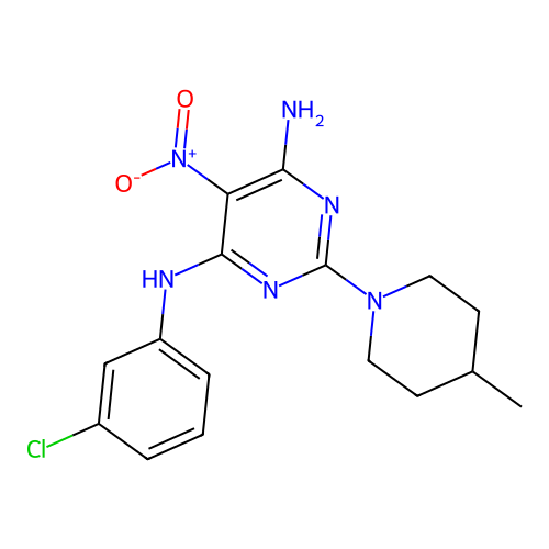[6-Amino-2-(4-methylpiperidyl)-5-nitropyrimidin-4-yl](3-chlorophenyl)amine structure