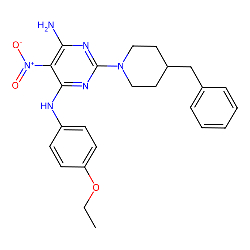 {6-Amino-5-nitro-2-[4-benzylpiperidyl]pyrimidin-4-yl}(4-ethoxyphenyl)amine structure