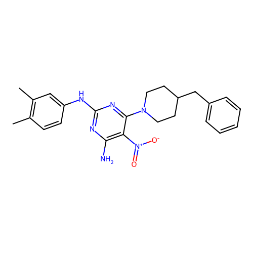 {4-Amino-5-nitro-6-[4-benzylpiperidyl]pyrimidin-2-yl}(3,4-dimethylphenyl)amine structure