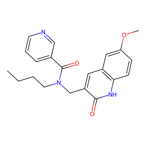 N-butyl-N-[(6-methoxy-2-oxo-1H-quinolin-3-yl)methyl]pyridine-3-carboxamide structure