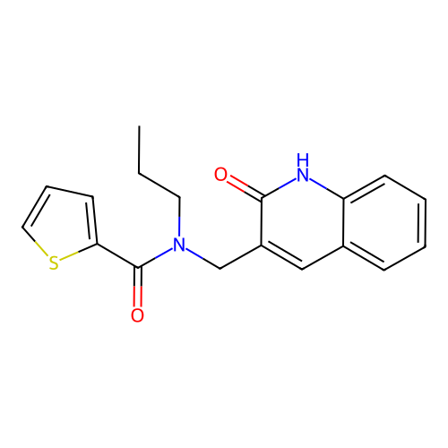 N-[(2-oxo-1H-quinolin-3-yl)methyl]-N-propylthiophene-2-carboxamide structure