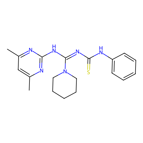 (1Z)-1-[[(4,6-dimethylpyrimidin-2-yl)amino]-piperidin-1-ylmethylidene]-3-phenylthiourea structure