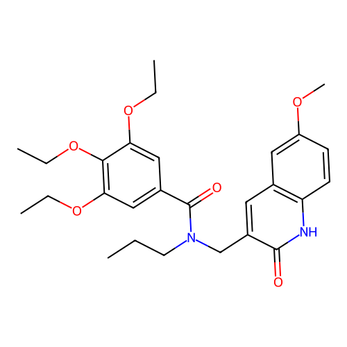 3,4,5-triethoxy-N-((2-hydroxy-6-methoxyquinolin-3-yl)methyl)-N-propylbenzamide structure