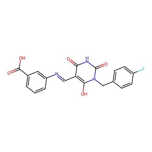 3-[[1-[(4-fluorophenyl)methyl]-2,4,6-trioxo-1,3-diazinan-5-ylidene]methylamino]benzoic Acid structure