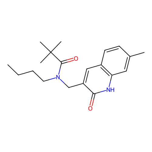 N-butyl-2,2-dimethyl-N-[(7-methyl-2-oxo-1H-quinolin-3-yl)methyl]propanamide structure