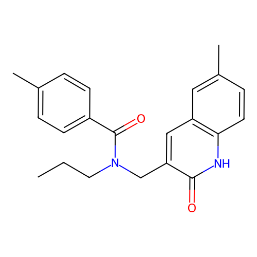 4-methyl-N-[(6-methyl-2-oxo-1H-quinolin-3-yl)methyl]-N-propylbenzamide structure