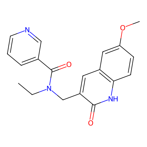 N-ethyl-N-((2-hydroxy-6-methoxyquinolin-3-yl)methyl)nicotinamide structure