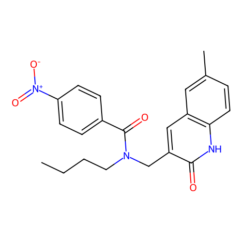 N-butyl-N-[(6-methyl-2-oxo-1H-quinolin-3-yl)methyl]-4-nitrobenzamide structure