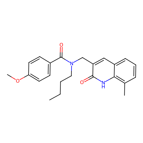 N-butyl-4-methoxy-N-[(8-methyl-2-oxo-1H-quinolin-3-yl)methyl]benzamide structure