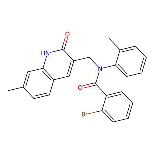2-bromo-N-[(7-methyl-2-oxo-1H-quinolin-3-yl)methyl]-N-(2-methylphenyl)benzamide structure