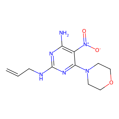 (4-Amino-6-morpholin-4-yl-5-nitropyrimidin-2-yl)prop-2-enylamine structure
