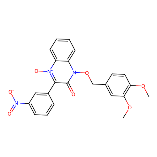 1-[(3,4-dimethoxybenzyl)oxy]-3-(3-nitrophenyl)quinoxalin-2(1H)-one 4-oxide structure