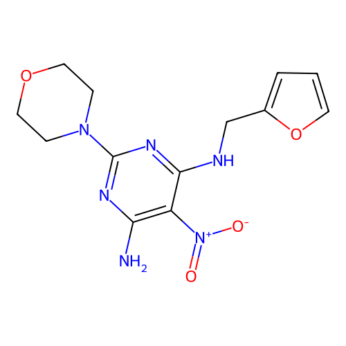 N~4~-[(Furan-2-yl)methyl]-2-(morpholin-4-yl)-5-nitropyrimidine-4,6-diamine structure