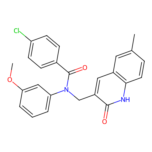 4-chloro-N-(3-methoxyphenyl)-N-[(6-methyl-2-oxo-1H-quinolin-3-yl)methyl]benzamide structure