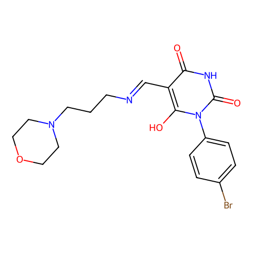 1-(4-bromophenyl)-5-[(3-morpholin-4-ylpropylamino)methylidene]-1,3-diazinane-2,4,6-trione structure