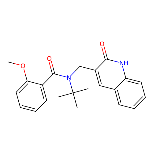 N-tert-butyl-2-methoxy-N-[(2-oxo-1H-quinolin-3-yl)methyl]benzamide structure