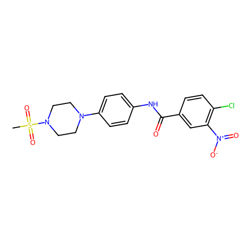 4-chloro-N-{4-[4-(methylsulfonyl)piperazin-1-yl]phenyl}-3-nitrobenzamide structure