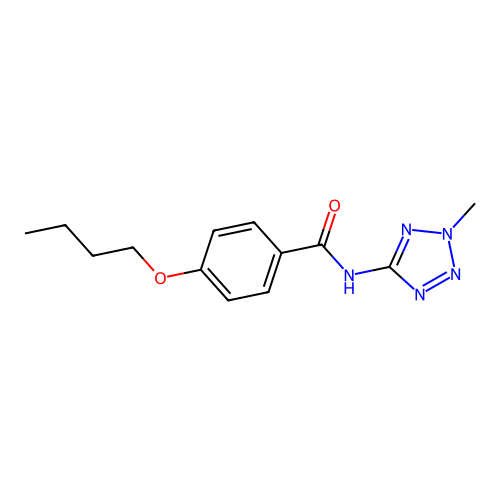 4-butoxy-N-(2-methyl-2H-tetrazol-5-yl)benzamide structure