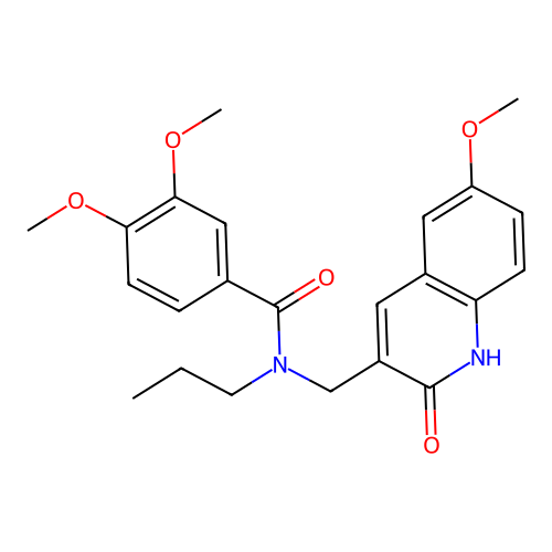 3,4-dimethoxy-N-[(6-methoxy-2-oxo-1H-quinolin-3-yl)methyl]-N-propylbenzamide structure