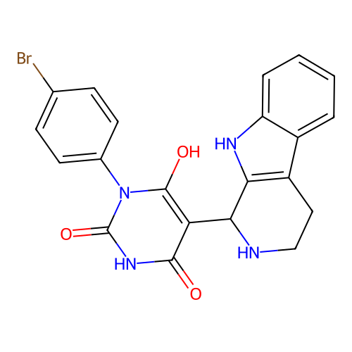 3-(4-bromophenyl)-6-hydroxy-5-(2,3,4,9-tetrahydro-1H-pyrido[3,4-b]indol-1-yl)pyrimidine-2,4(1H,3H)-dione structure