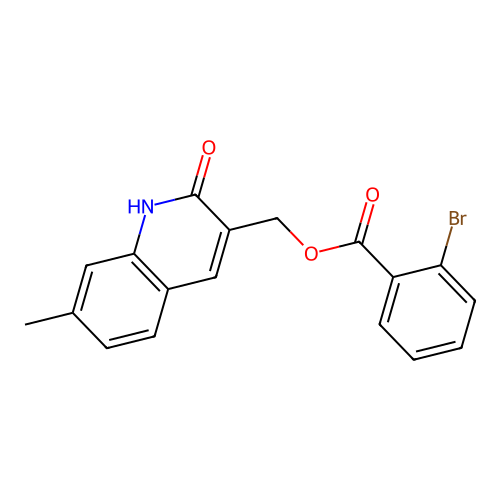 (7-methyl-2-oxo-1H-quinolin-3-yl)methyl 2-bromobenzoate structure