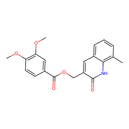 (8-methyl-2-oxo-1H-quinolin-3-yl)methyl 3,4-dimethoxybenzoate structure