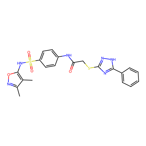 N-(4-{[(3,4-dimethyl-5-isoxazolyl)amino]sulfonyl}phenyl)-2-[(5-phenyl-4H-1,2,4-triazol-3-yl)thio]acetamide structure