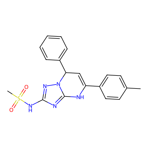 N-(7-phenyl-5-(p-tolyl)-4,7-dihydro-[1,2,4]triazolo[1,5-a]pyrimidin-2-yl)methanesulfonamide structure