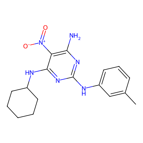 {6-Amino-2-[(3-methylphenyl)amino]-5-nitropyrimidin-4-yl}cyclohexylamine structure