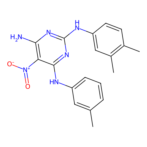 N~2~-(3,4-dimethylphenyl)-N~4~-(3-methylphenyl)-5-nitropyrimidine-2,4,6-triamine structure