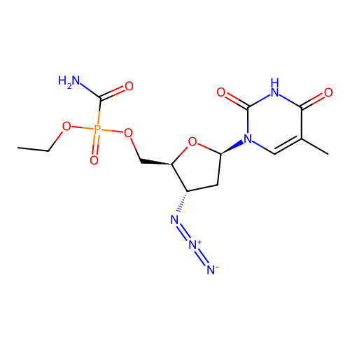 3'-Azido-3'-deoxythymidine 5'-(ethyl)(aminocarbonyl)phosphonate structure