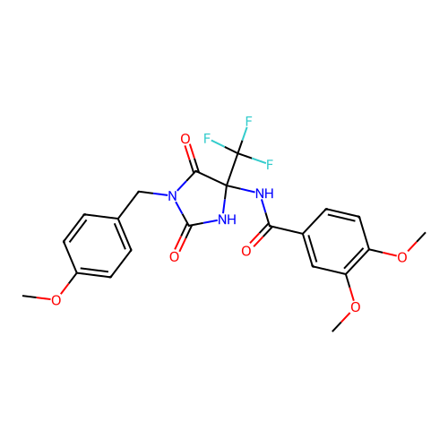 3,4-dimethoxy-N-(1-(4-methoxybenzyl)-2,5-dioxo-4-(trifluoromethyl)imidazolidin-4-yl)benzamide structure