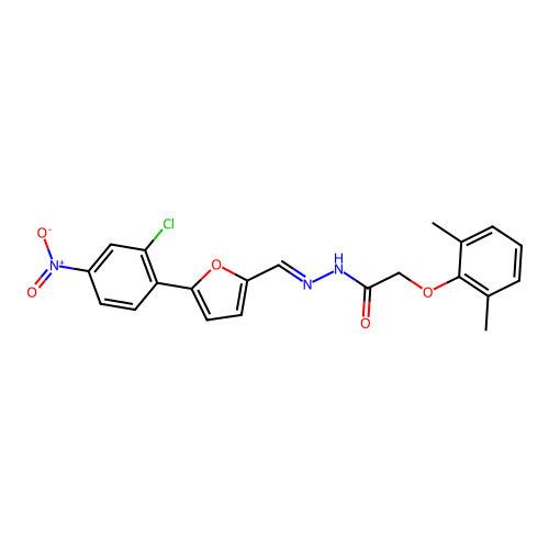 (E)-N'-((5-(2-chloro-4-nitrophenyl)furan-2-yl)methylene)-2-(2,6-dimethylphenoxy)acetohydrazide structure