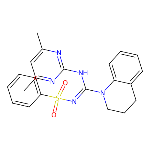 (E)-N-(4,6-dimethylpyrimidin-2-yl)-N'-(phenylsulfonyl)-3,4-dihydroquinoline-1(2H)-carboximidamide structure