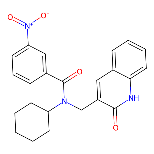 N-cyclohexyl-3-nitro-N-[(2-oxo-1H-quinolin-3-yl)methyl]benzamide structure