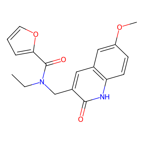 N-ethyl-N-[(6-methoxy-2-oxo-1,2-dihydroquinolin-3-yl)methyl]furan-2-carboxamide structure