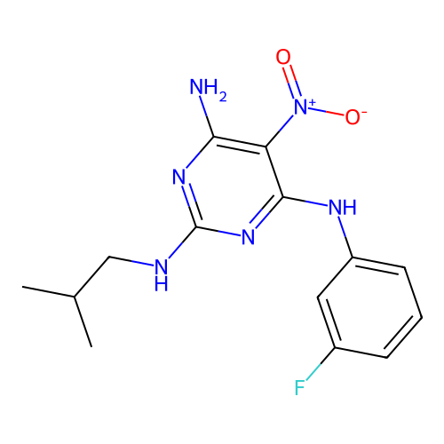 {6-Amino-2-[(2-methylpropyl)amino]-5-nitropyrimidin-4-yl}(3-fluorophenyl)amine structure