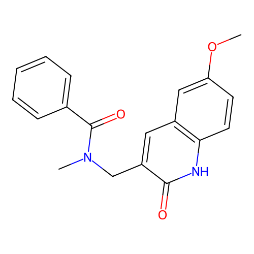 N-((2-hydroxy-6-methoxyquinolin-3-yl)methyl)-N-methylbenzamide structure