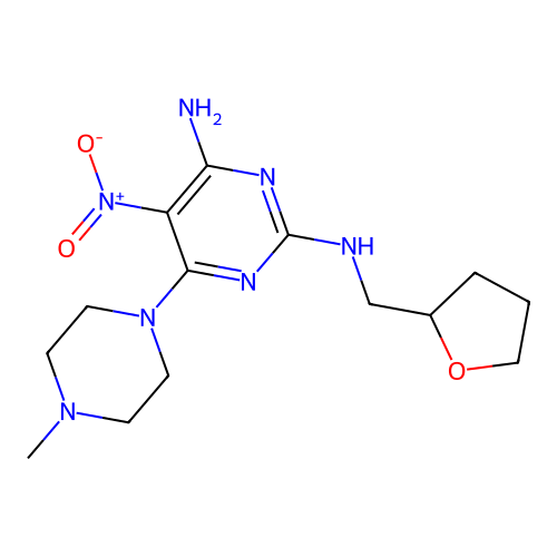 [4-amino-6-(4-methylpiperazinyl)-5-nitropyrimidin-2-yl](oxolan-2-ylmethyl)amin e structure