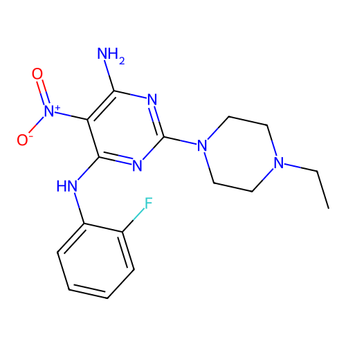 [6-Amino-2-(4-ethylpiperazinyl)-5-nitropyrimidin-4-yl](2-fluorophenyl)amine structure