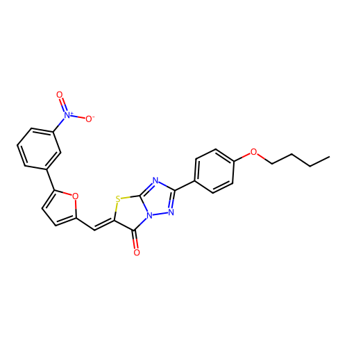 (5Z)-2-(4-butoxyphenyl)-5-[[5-(3-nitrophenyl)furan-2-yl]methylidene]-[1,3]thiazolo[3,2-b][1,2,4]triazol-6-one structure