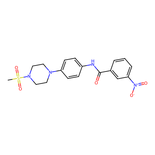 N-(4-(4-(methylsulfonyl)piperazin-1-yl)phenyl)-3-nitrobenzamide structure
