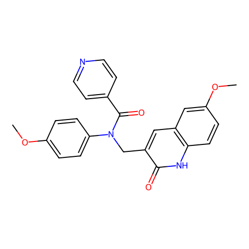 N-((2-hydroxy-6-methoxyquinolin-3-yl)methyl)-N-(4-methoxyphenyl)isonicotinamide structure
