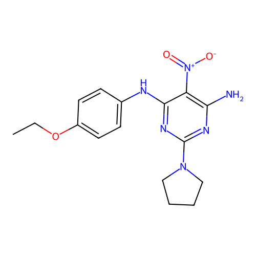 (6-Amino-5-nitro-2-pyrrolidinylpyrimidin-4-yl)(4-ethoxyphenyl)amine structure
