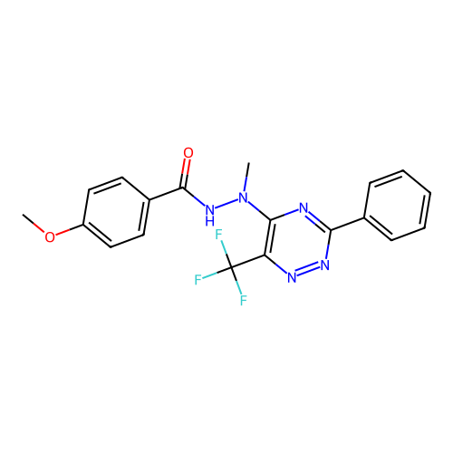 4-methoxy-N'-methyl-N'-[3-phenyl-6-(trifluoromethyl)-1,2,4-triazin-5-yl]benzohydrazide structure