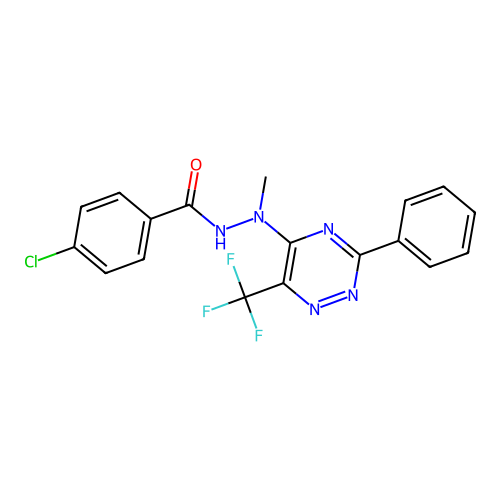 4-chloro-N'-methyl-N'-[3-phenyl-6-(trifluoromethyl)-1,2,4-triazin-5-yl]benzohydrazide structure
