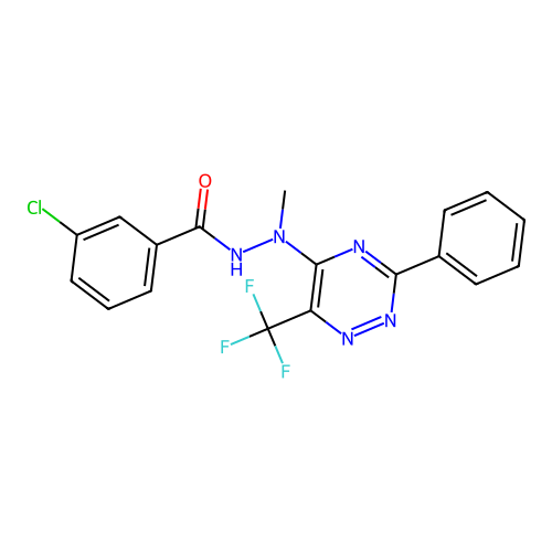 3-chloro-N'-methyl-N'-[3-phenyl-6-(trifluoromethyl)-1,2,4-triazin-5-yl]benzenecarbohydrazide structure