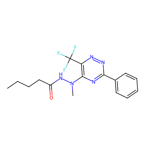 N'-methyl-N'-[3-phenyl-6-(trifluoromethyl)-1,2,4-triazin-5-yl]pentanohydrazide structure