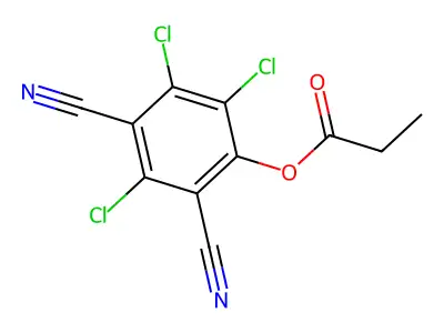 1,3-Benzenedicarbonitrile, 4-hydroxy-2,5,6-trichloro-, propionate structure